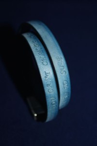Lederarmband blau vintage mit individuellem Text