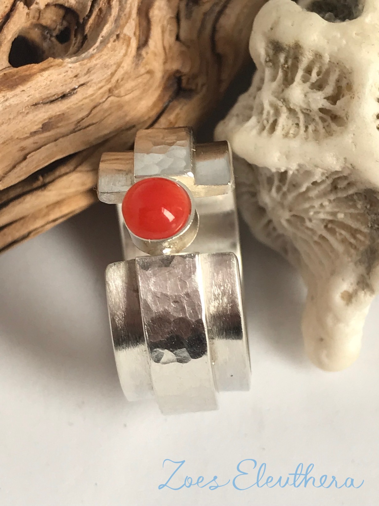Ring Silver Gemstone Coral