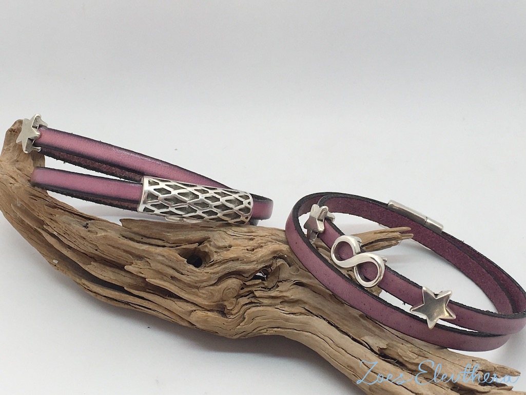 Armband Leder rosa pink Magnetverschluss zart rosa Stern Infinity Modelle individuell