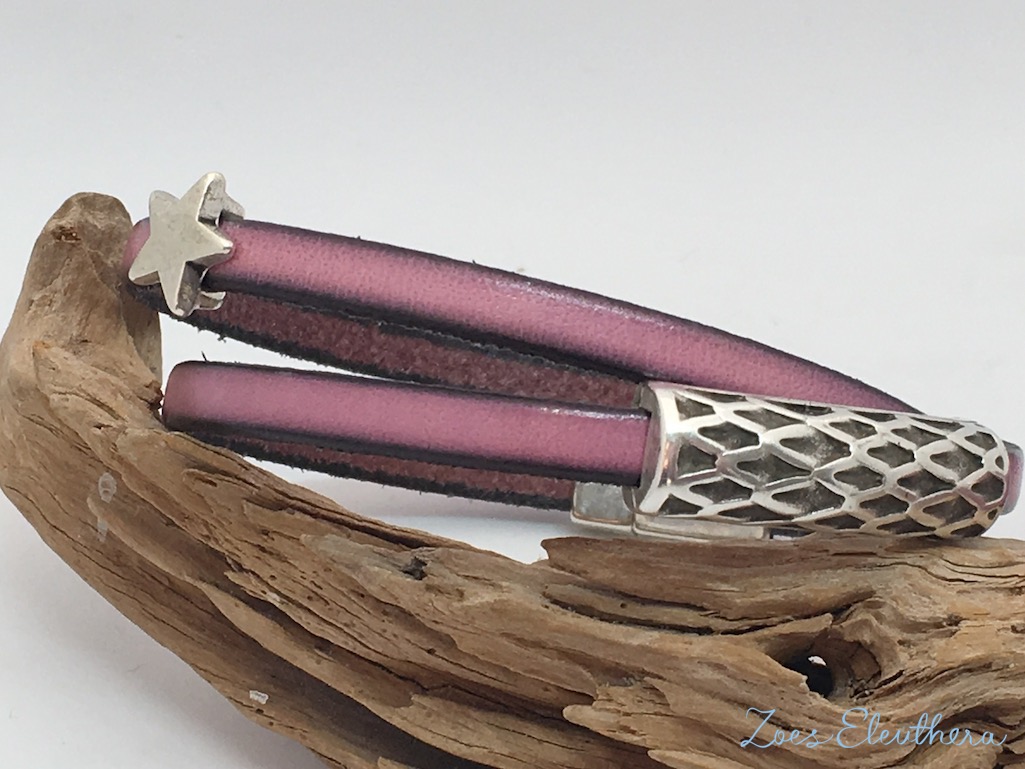 Armband Leder rosa pink Magnetverschluss zart rosa Stern Modelle individuell