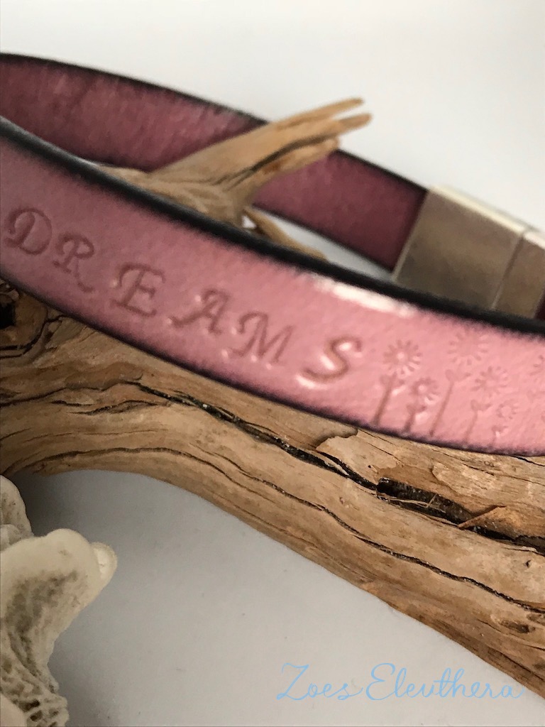 Bracelet Leather Text Child rose pink Wish Color