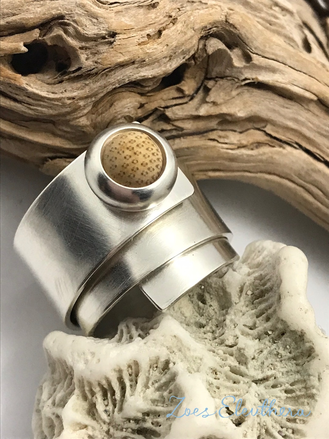 Ring Silver Wrap Ring Bamboo Pearl